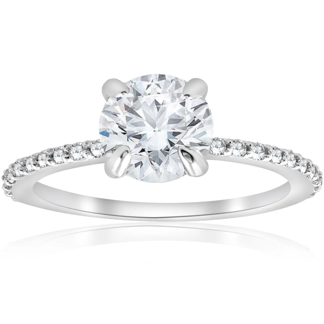 1 1/4 Ct TDW Diamond Round Solitaire Engagement Ring 14k White Gold