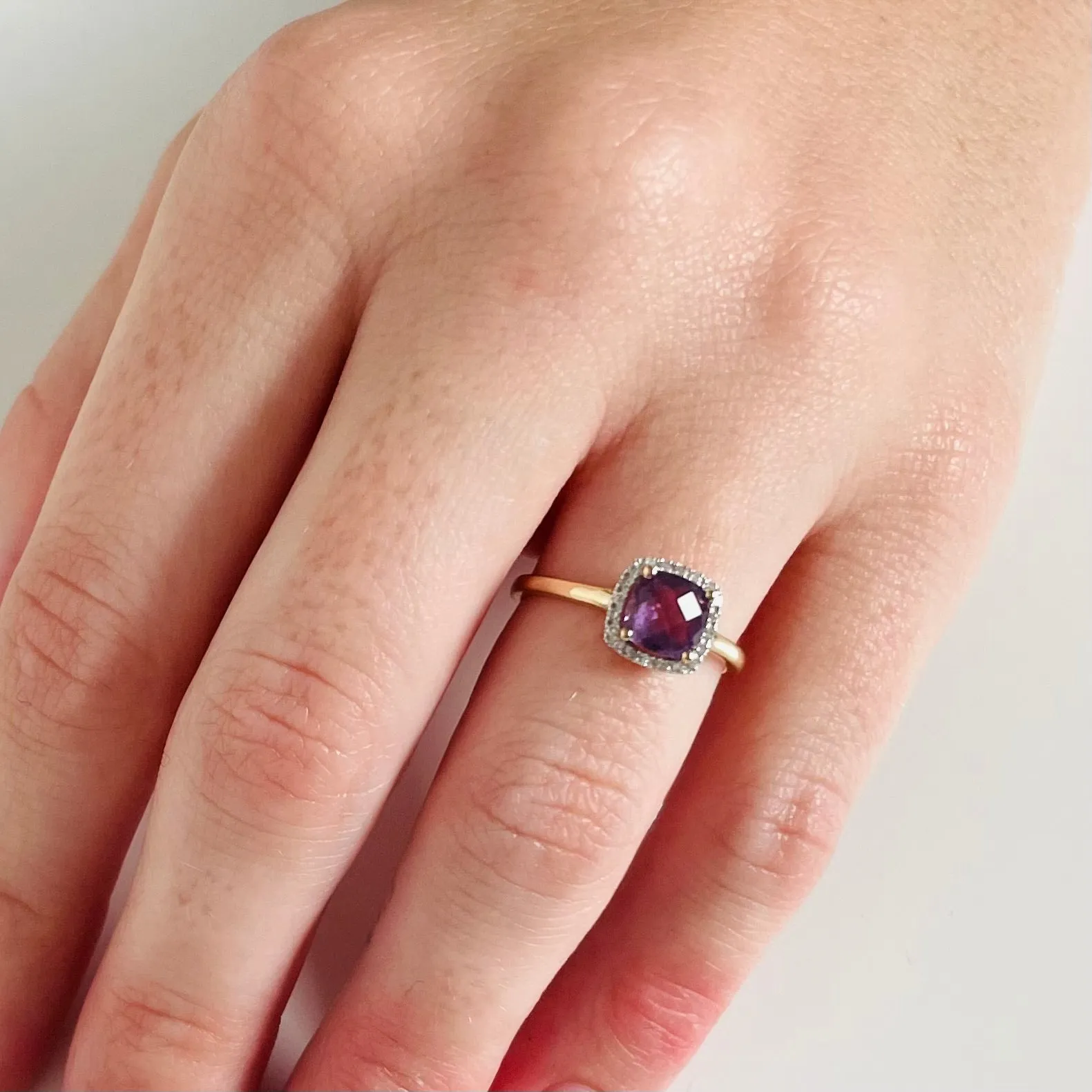 14K Amethyst & Diamond Ring