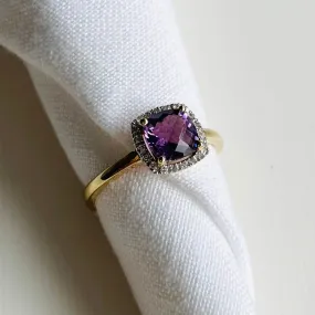 14K Amethyst & Diamond Ring