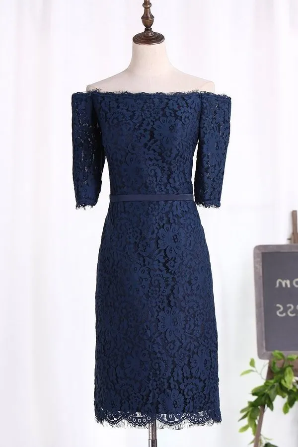 2024 Boat Neck Lace Bridesmaid Dresses Sheath PSYJ7MS1