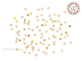 2mm Pink Opal Crystal with Square Setting - 20 pcs