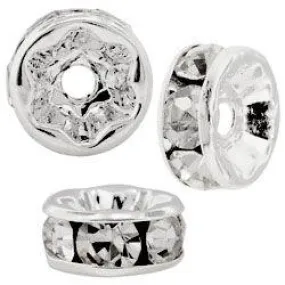 6mm S/S Plated Roundell - Crystal (10 pack)