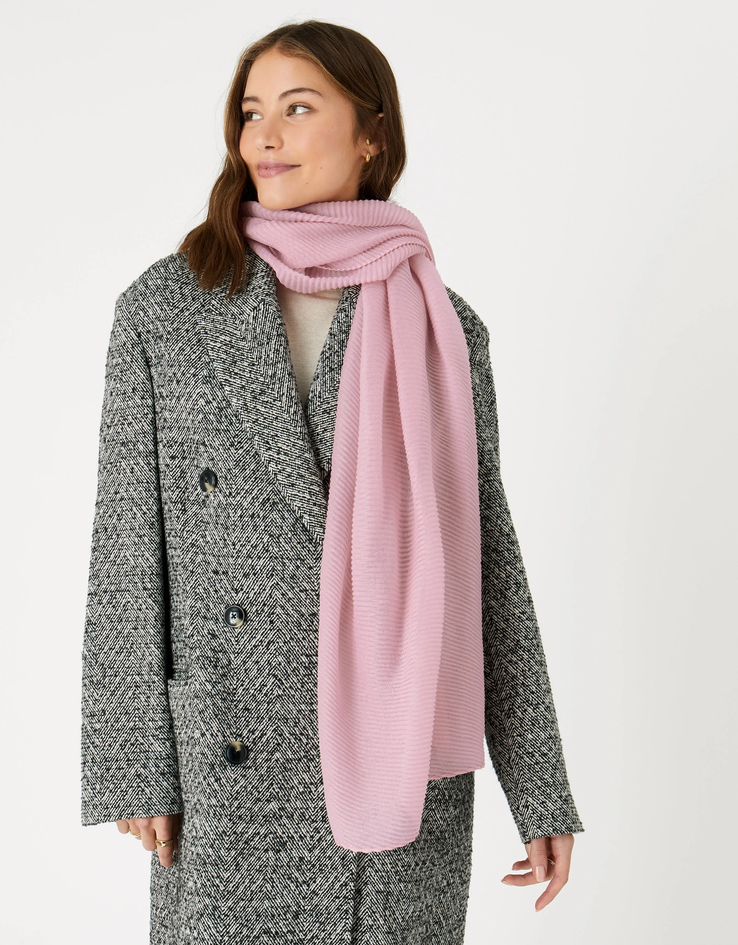 Accessorize London Women's Lightweight Pleat Scarf  Pink