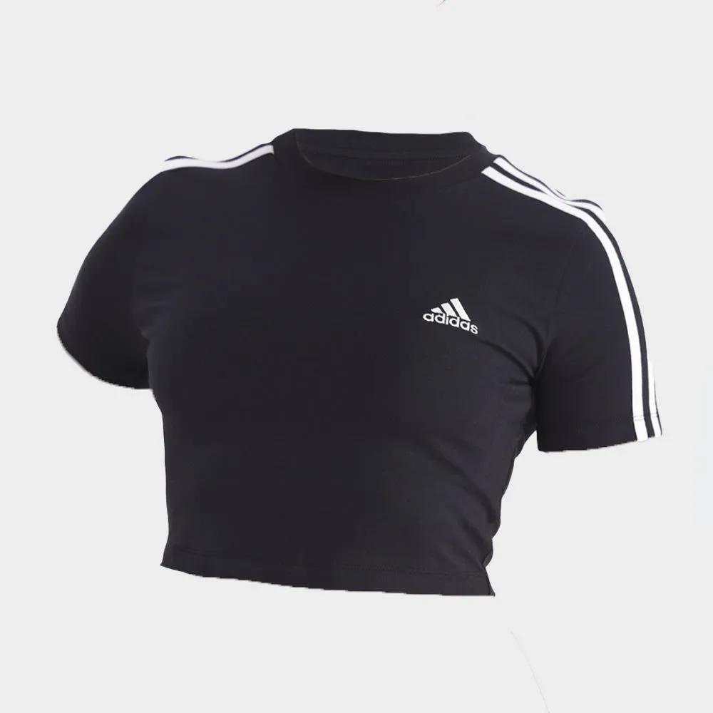 Adidas Womens Essentials 3-Stripe Baby Tee Black/White _ 181989 _ Black