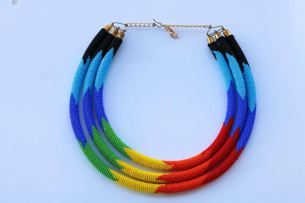 African beaded necklace, Beaded Necklace for women, Moms gift, Christmas Gift for her, Zulu beaded necklace