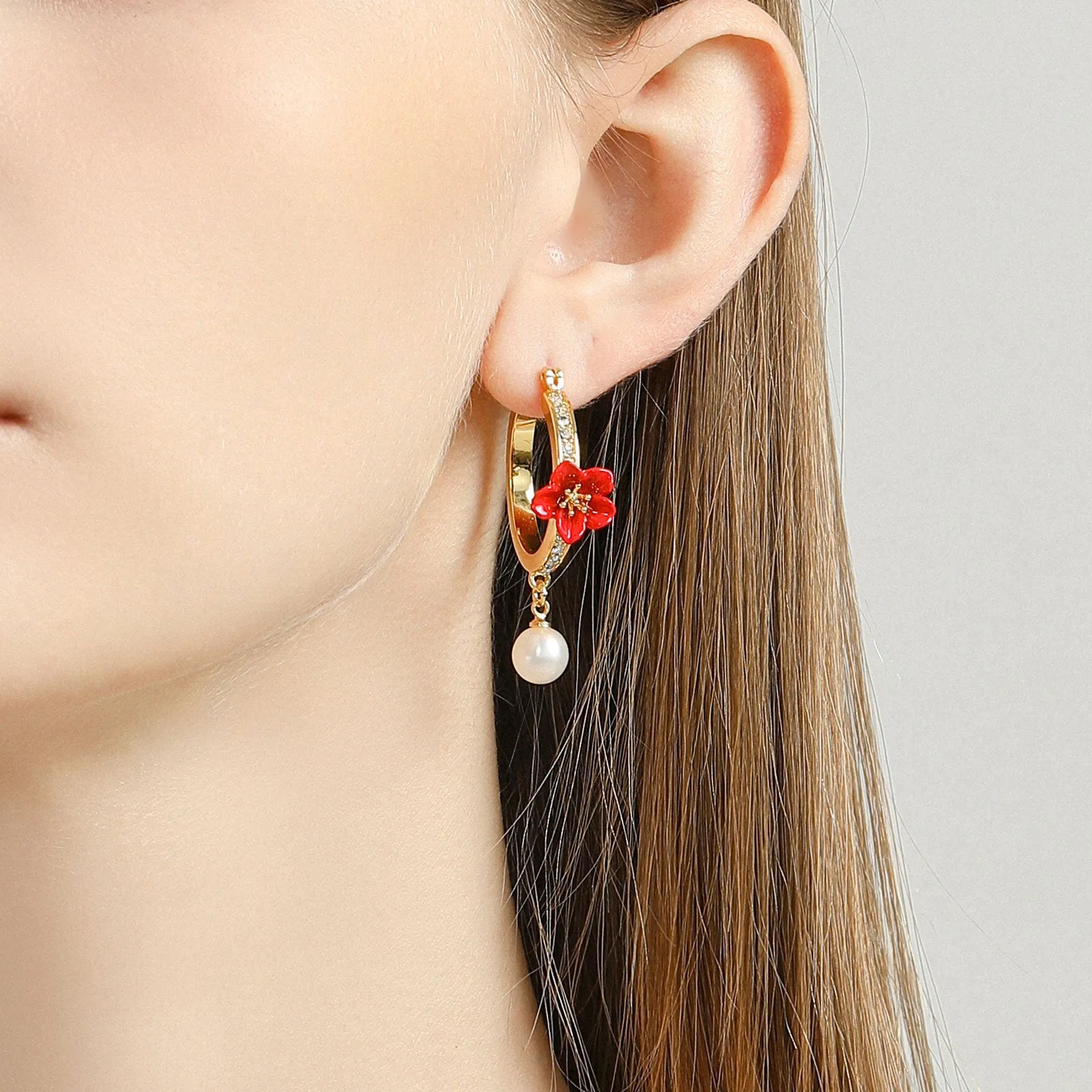 Begonia Flower Hoops Earrings