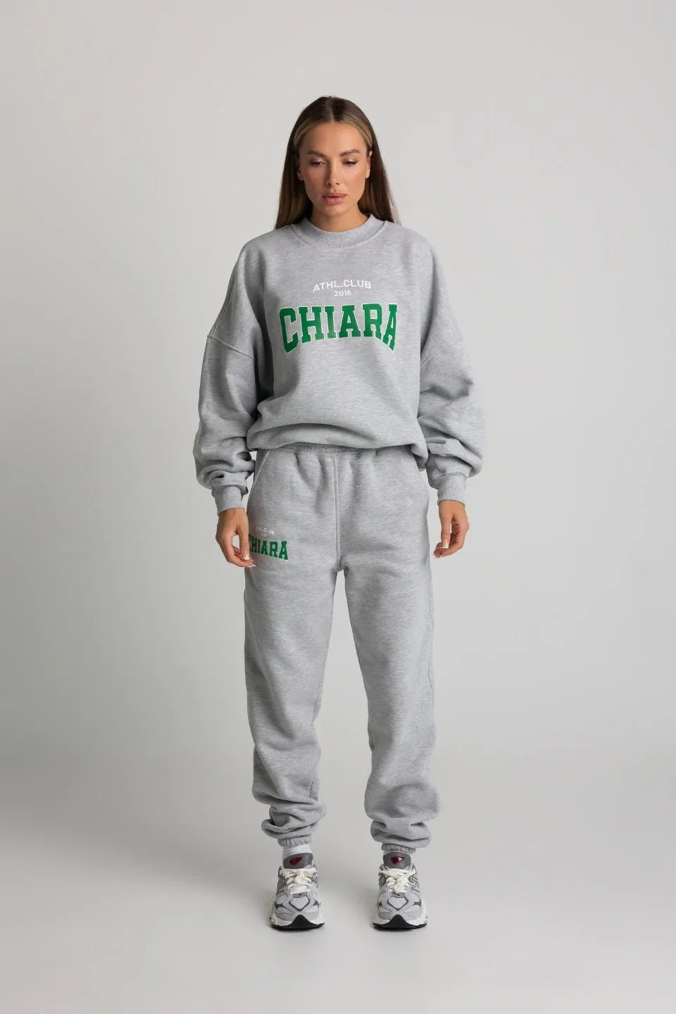 Bluza oversize CHIARA WEAR nadruk GREEN - szary