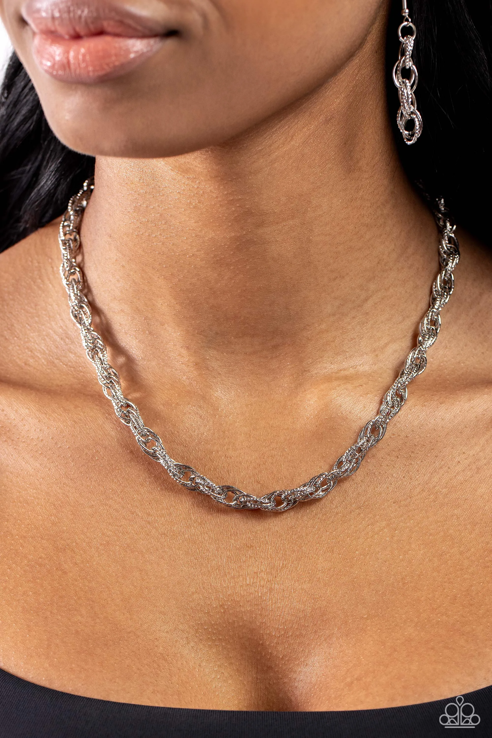 Braided Ballad Silver Chain Necklace - Paparazzi Accessories