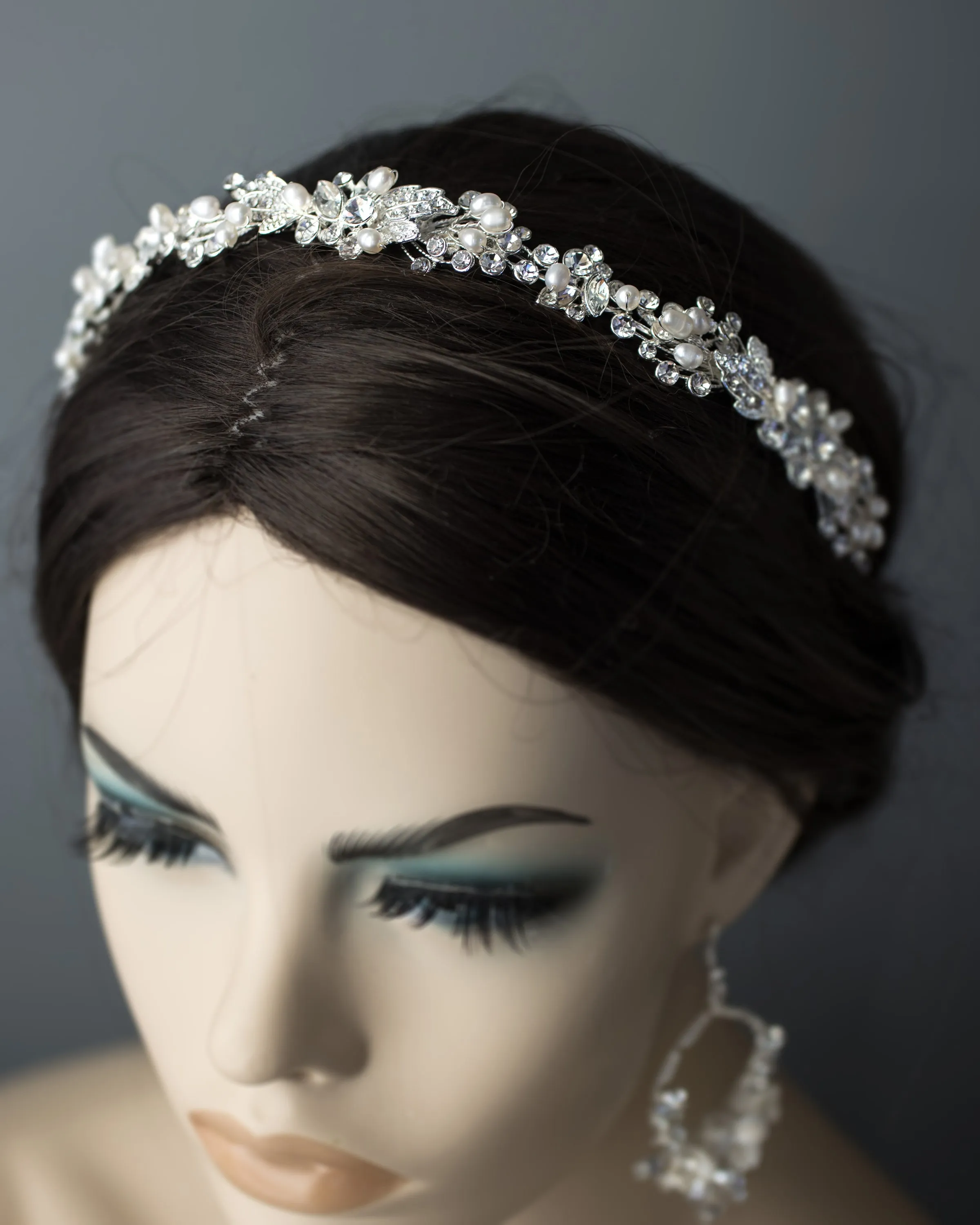 Bridal Headpiece of Crystals and Freshwater Pearls