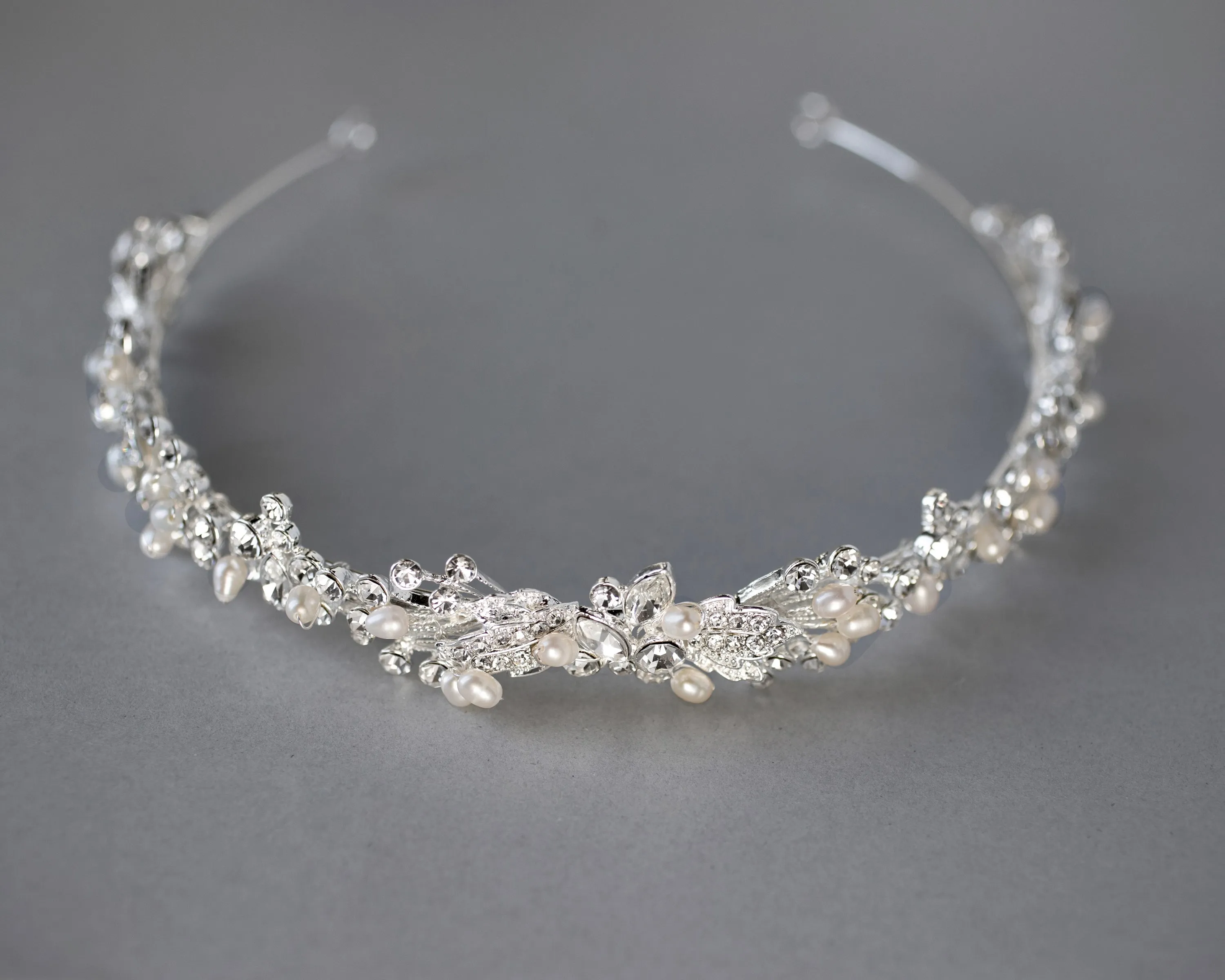 Bridal Headpiece of Crystals and Freshwater Pearls