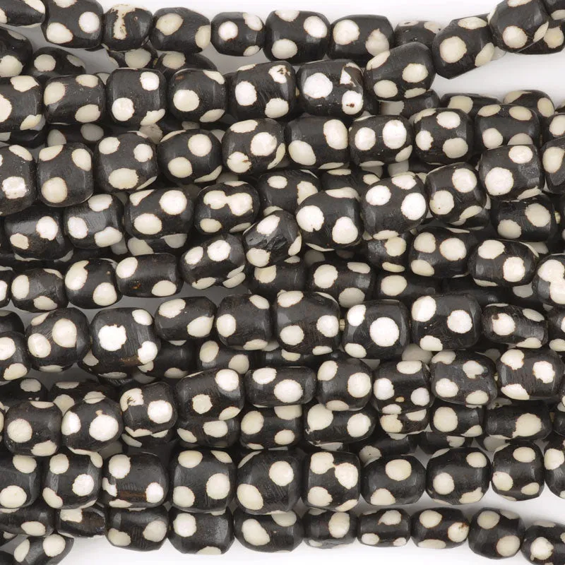 Carved Beads-12mm Polkadot Batik-Quantity 1