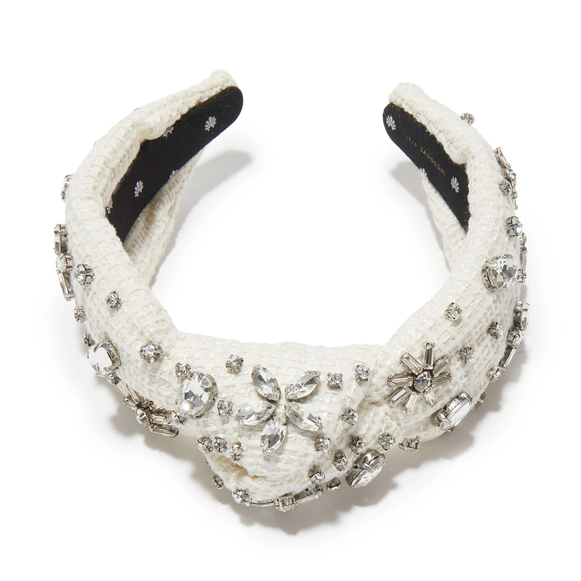 CHALK TWEED KNOTTED CRYSTAL HEADBAND