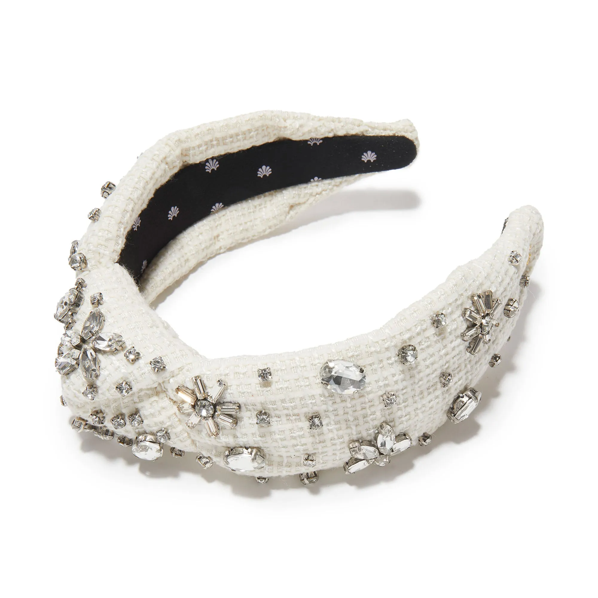 CHALK TWEED KNOTTED CRYSTAL HEADBAND