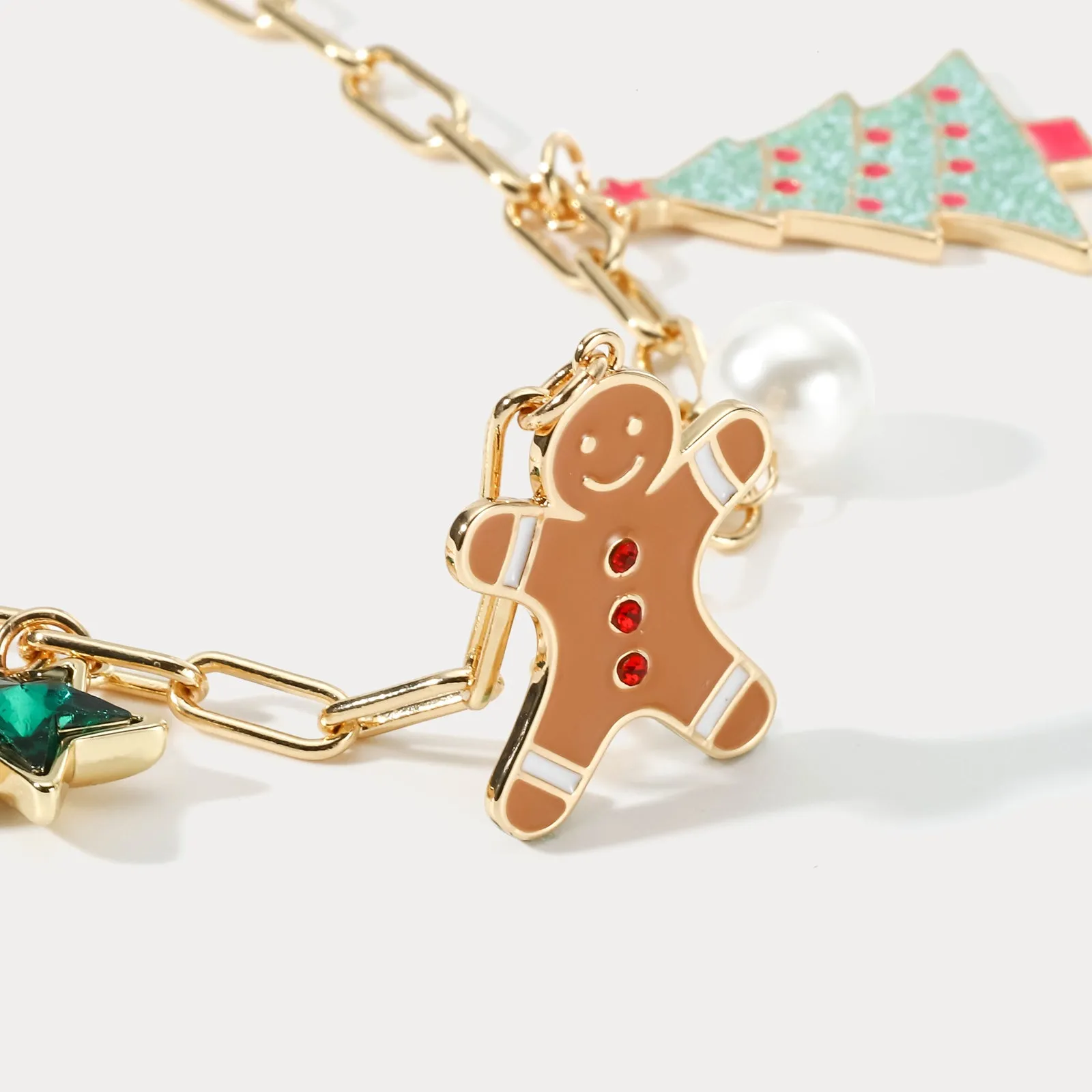 Christmas Tree Gingerbread Man Necklace