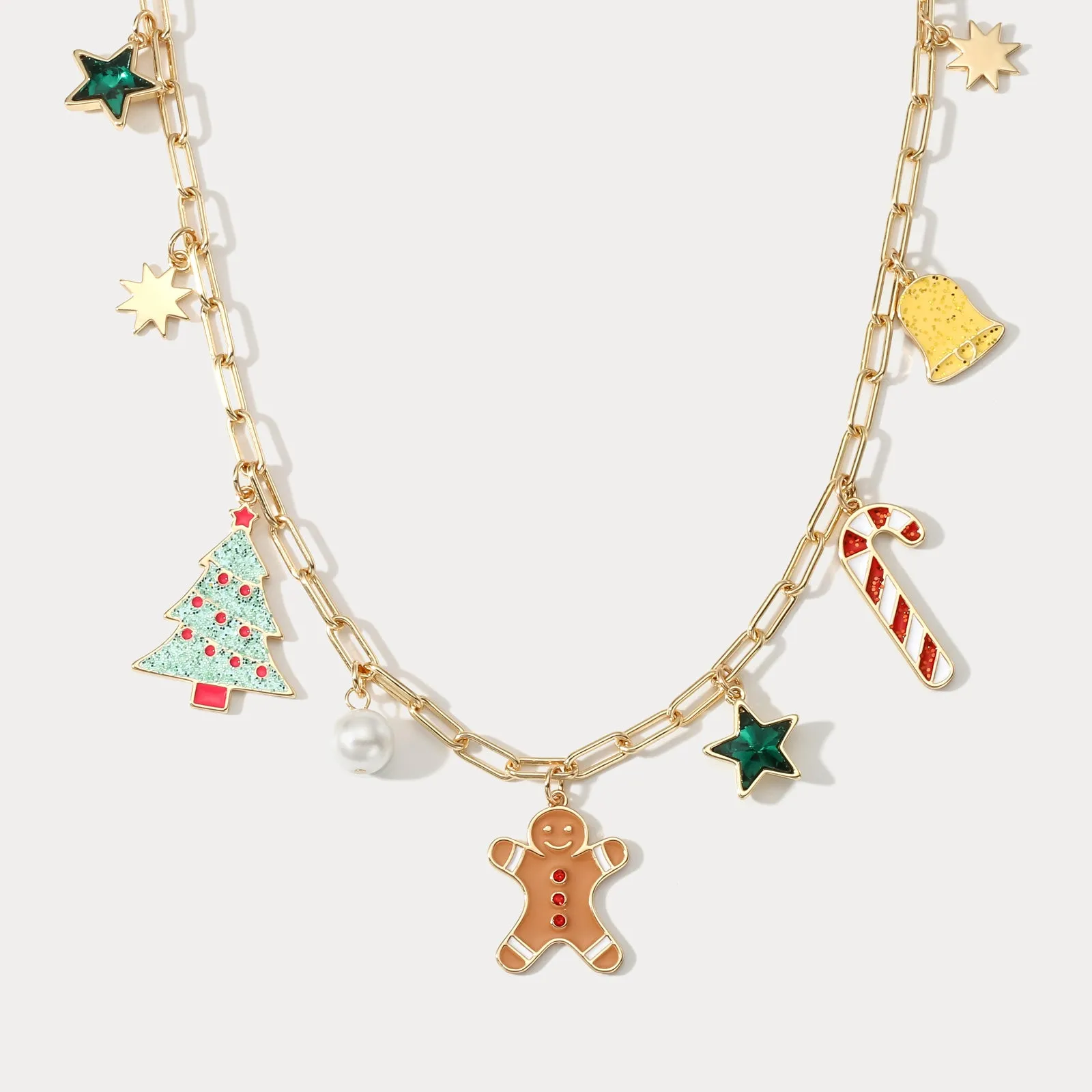 Christmas Tree Gingerbread Man Necklace