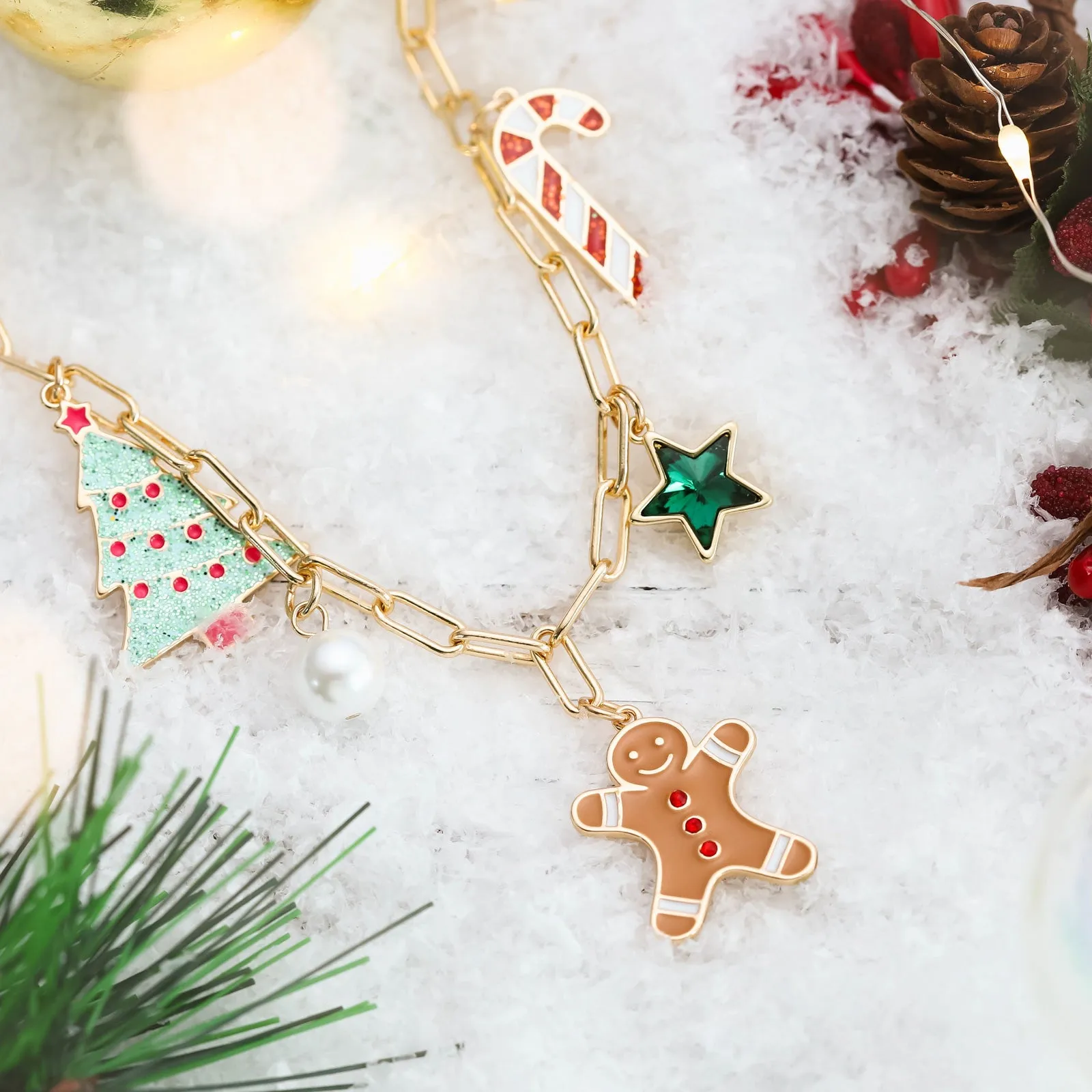 Christmas Tree Gingerbread Man Necklace