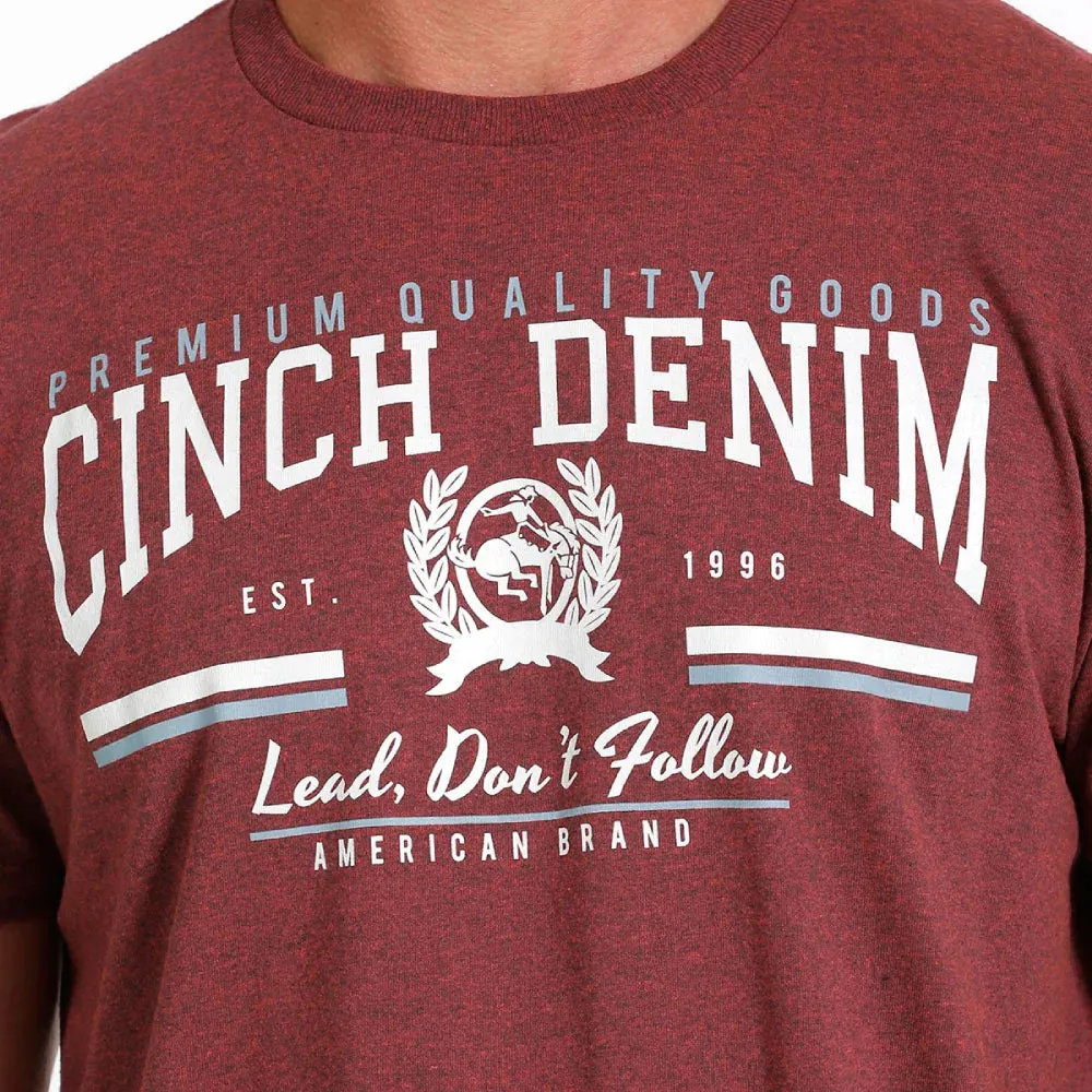 Cinch Mens Denim T-Shirt Burgundy