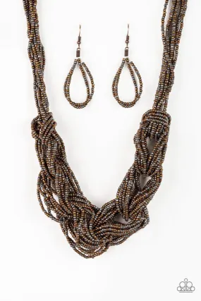 City Catwalk Copper and Gunmetal Seed Bead Necklace - Paparazzi Accessories