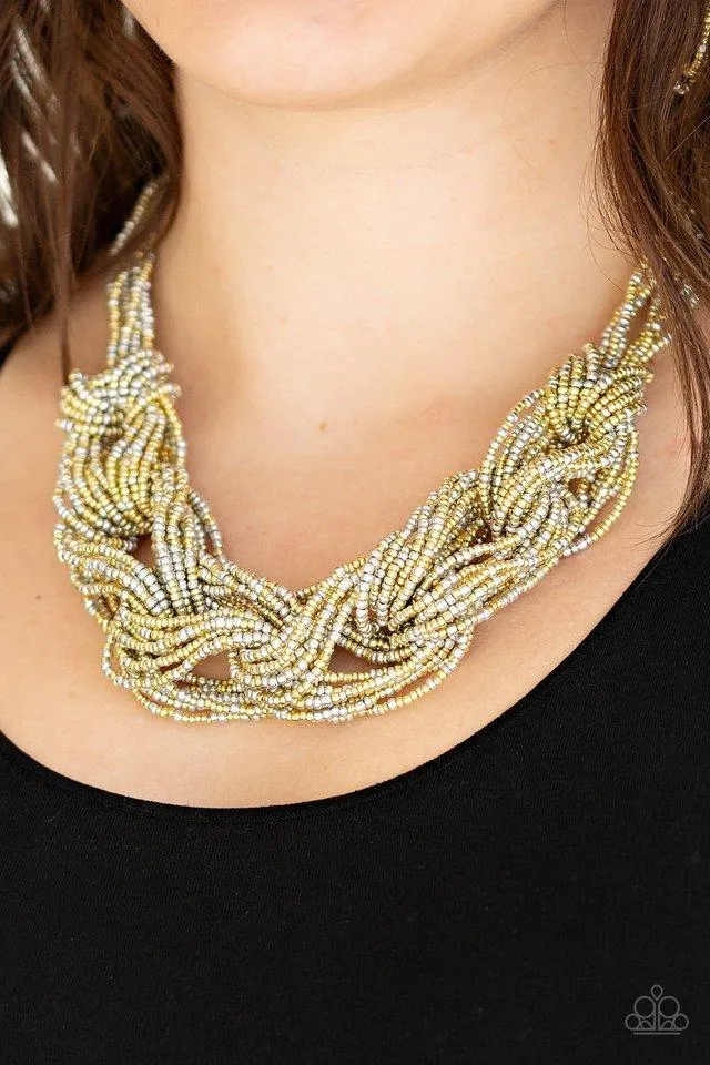 City Catwalk Gold and Silver Seed Bead Necklace - Paparazzi Accessories