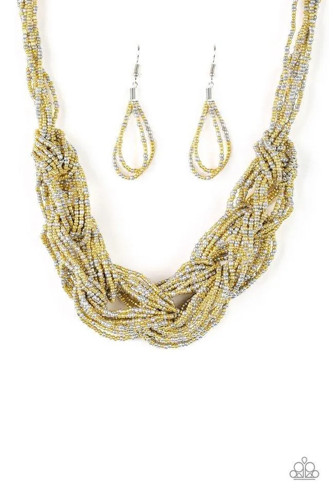 City Catwalk Gold and Silver Seed Bead Necklace - Paparazzi Accessories