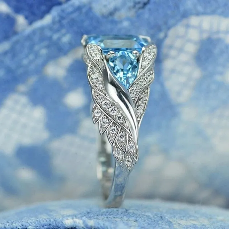 Classic Aquamarine Bird Wings Ring