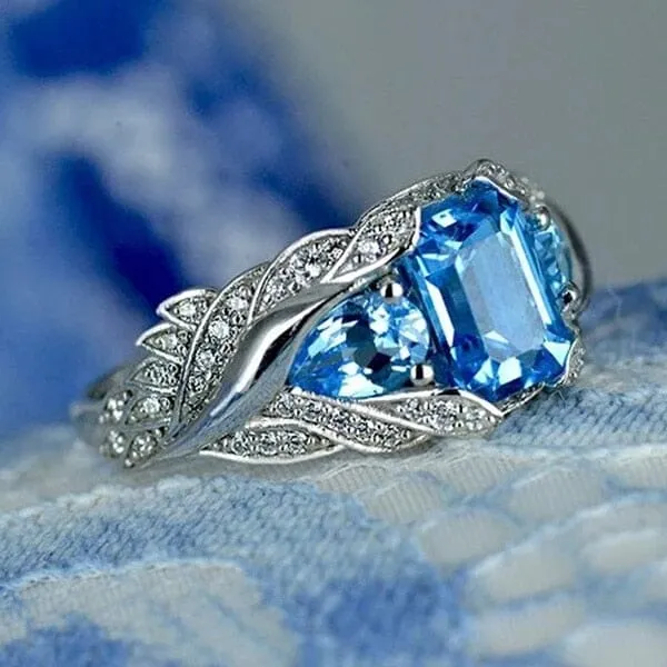 Classic Aquamarine Bird Wings Ring