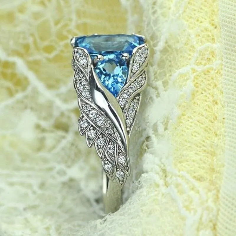 Classic Aquamarine Bird Wings Ring