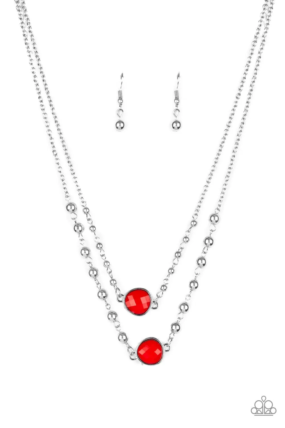 Colorfully Charming Red and Silver Necklace - Paparazzi Accessories