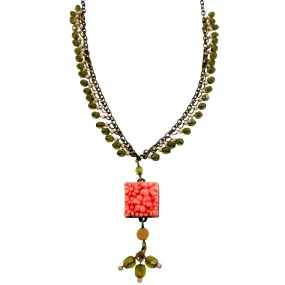 Coral & Green Designer Necklace by David Aubrey