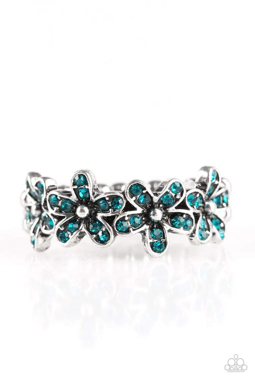 Daisy Dazzle Blue Gem Flower Ring - Paparazzi Accessories