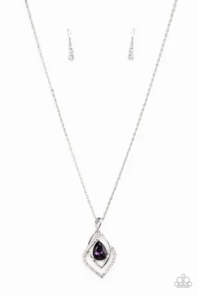 Dauntless Demure Purple Rhinestone Necklace - Paparazzi Accessories