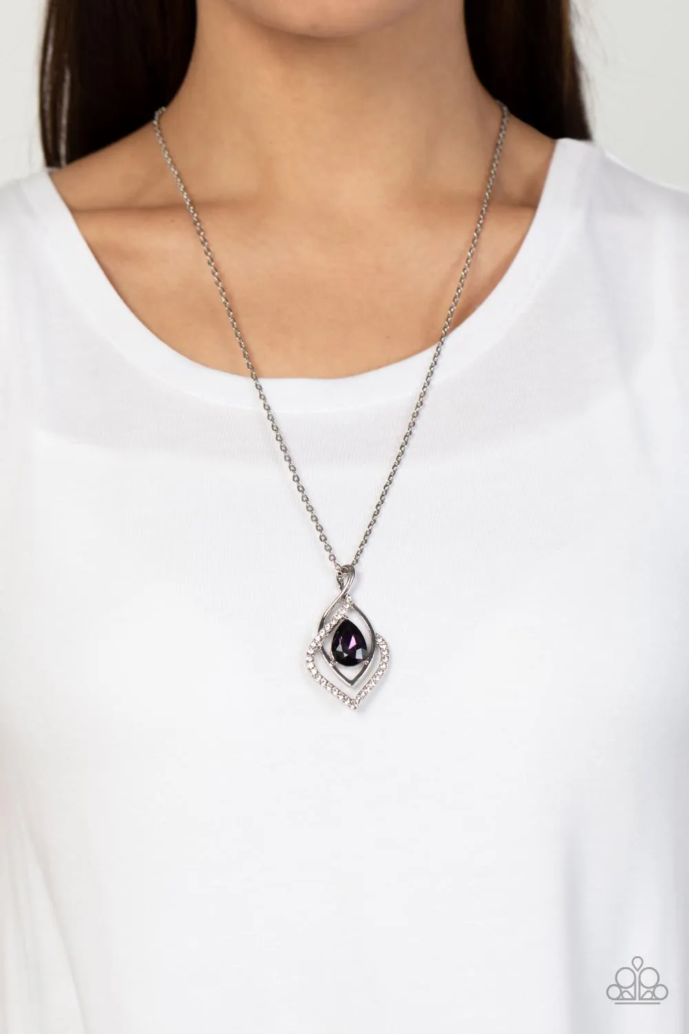 Dauntless Demure Purple Rhinestone Necklace - Paparazzi Accessories