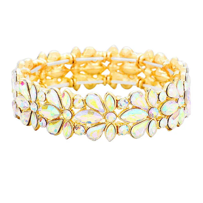 Floral Crystal Stretch Evening Bracelet