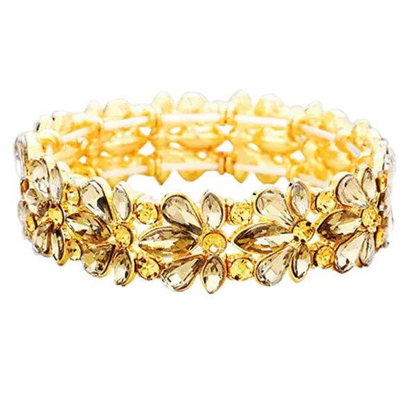 Floral Crystal Stretch Evening Bracelet