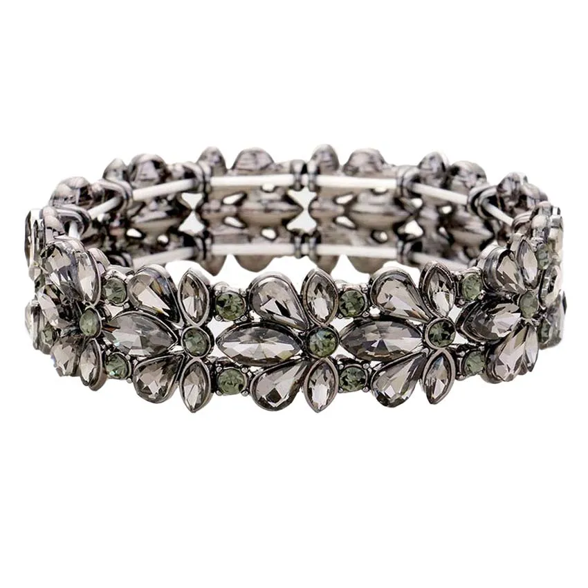 Floral Crystal Stretch Evening Bracelet