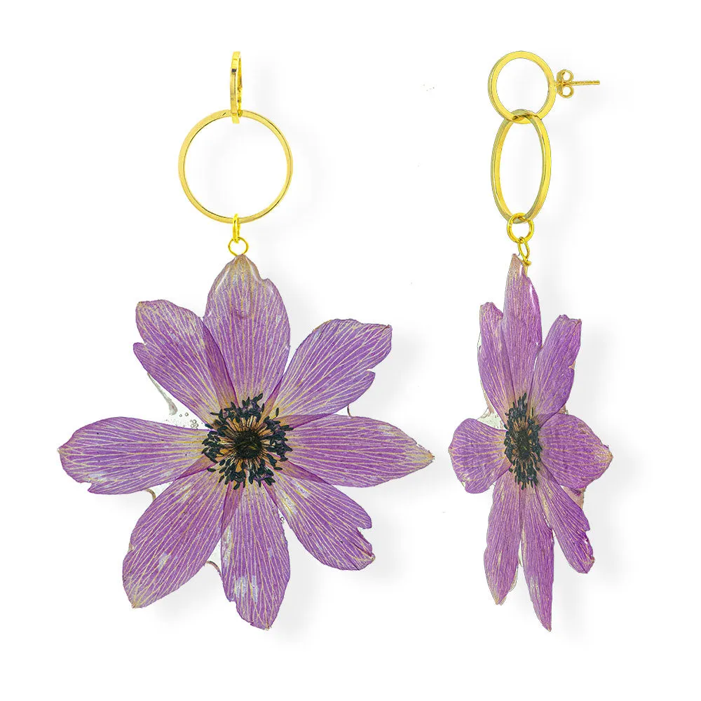 Flower Earrings Made From Anemone Petals