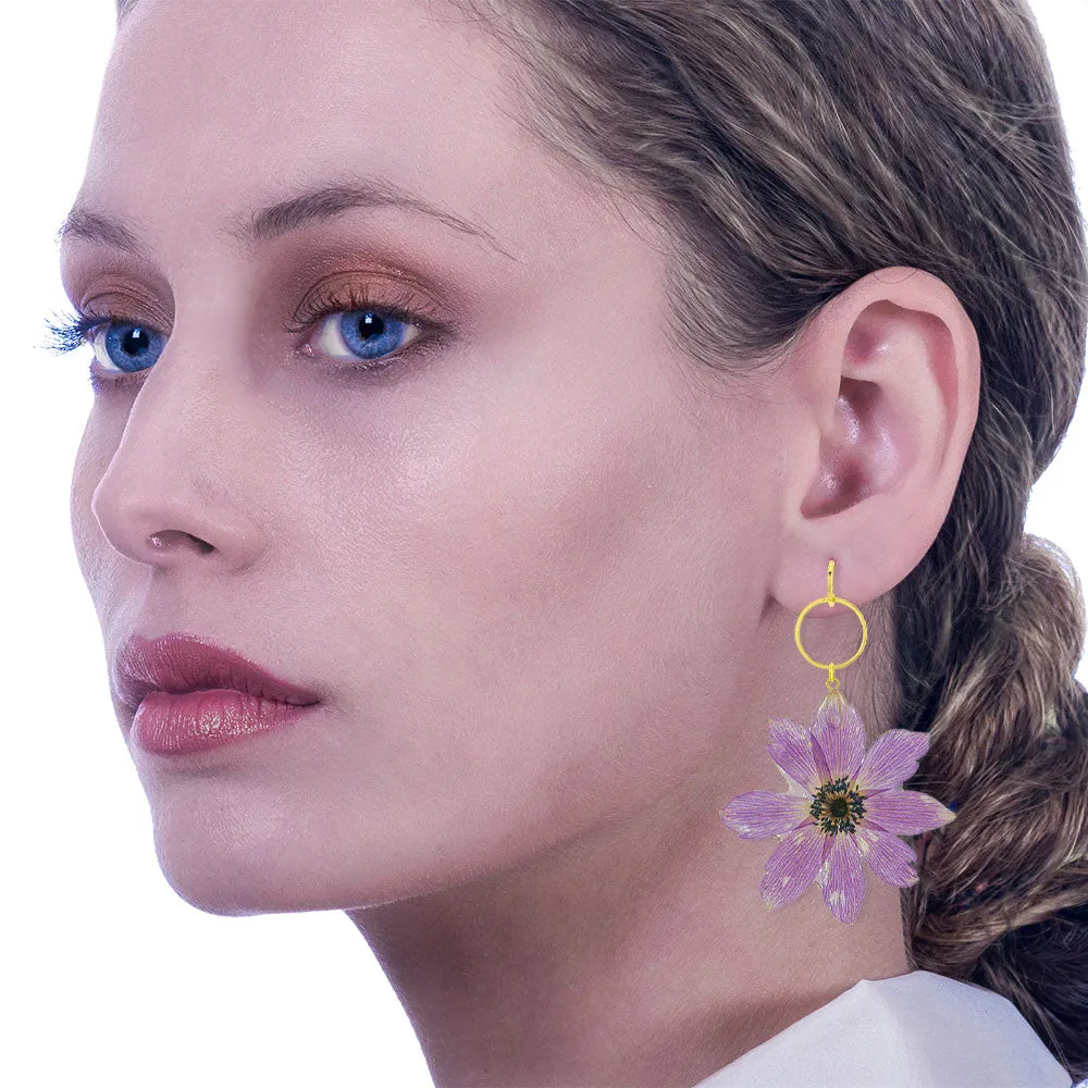 Flower Earrings Made From Anemone Petals