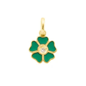 Flower Emerald Diamond Pendant, Yellow Gold