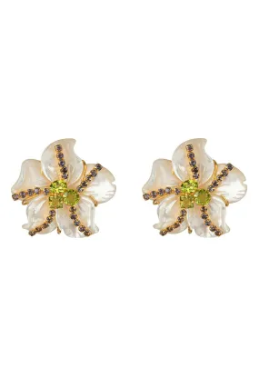 Flower Pearl Peridot Earrings