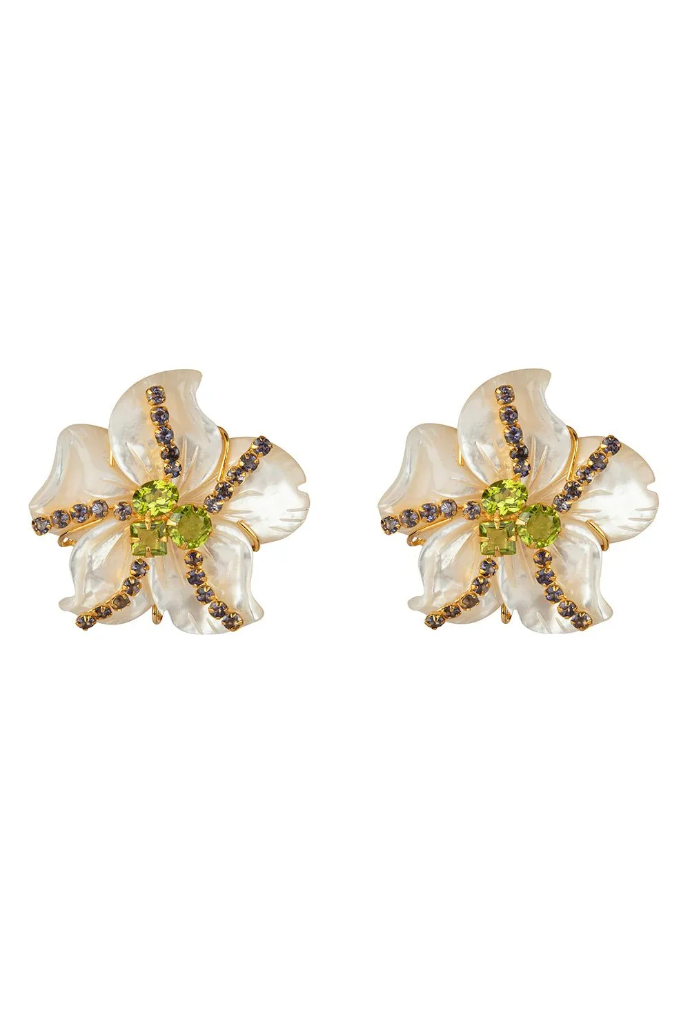 Flower Pearl Peridot Earrings