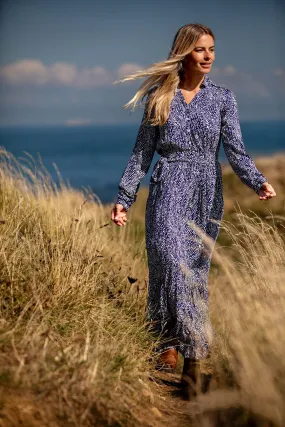 Flowing Spots Maxi Shirt Dress