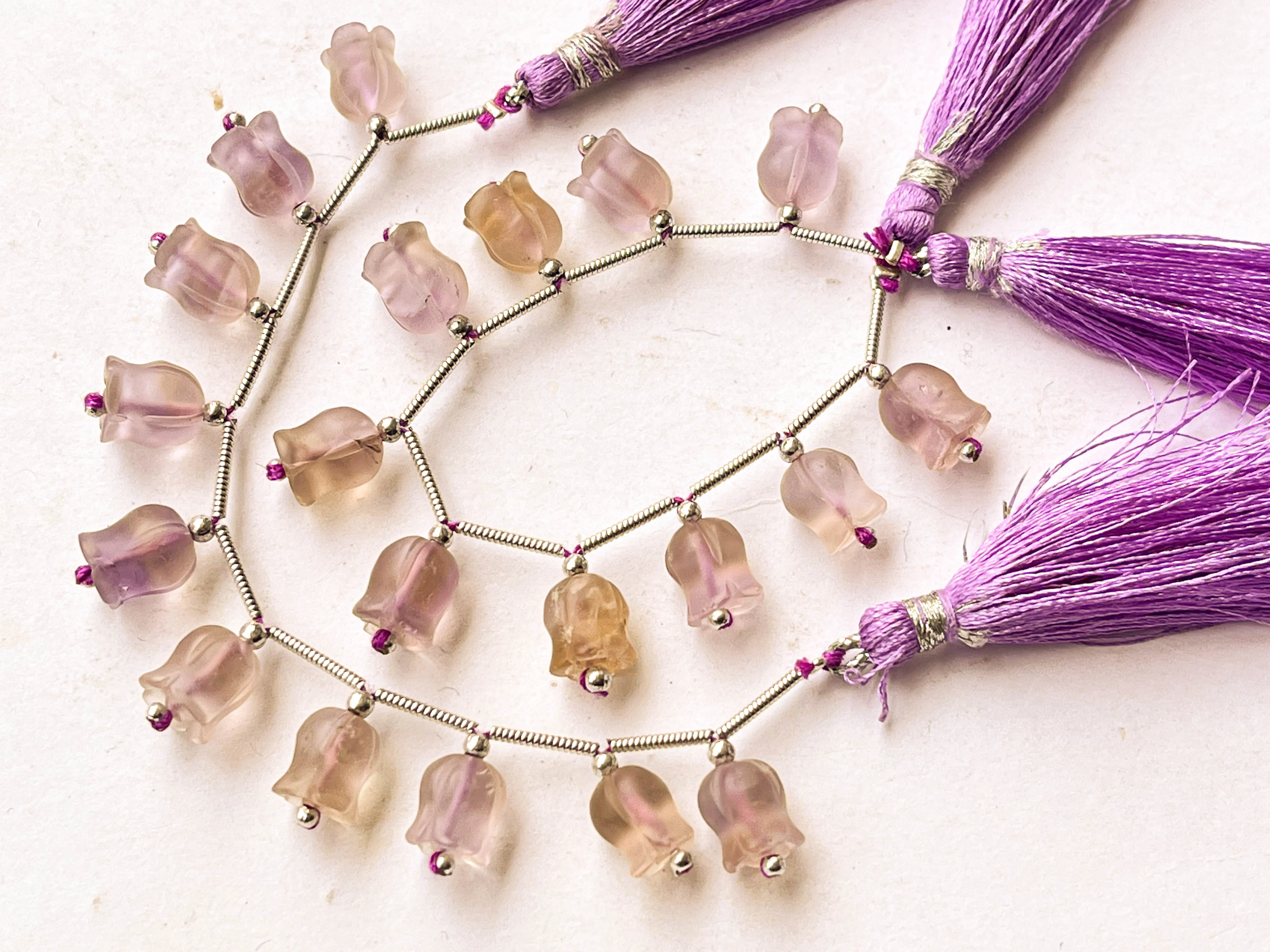 Frost Ametrine flower carving Lily of the valley shape beads