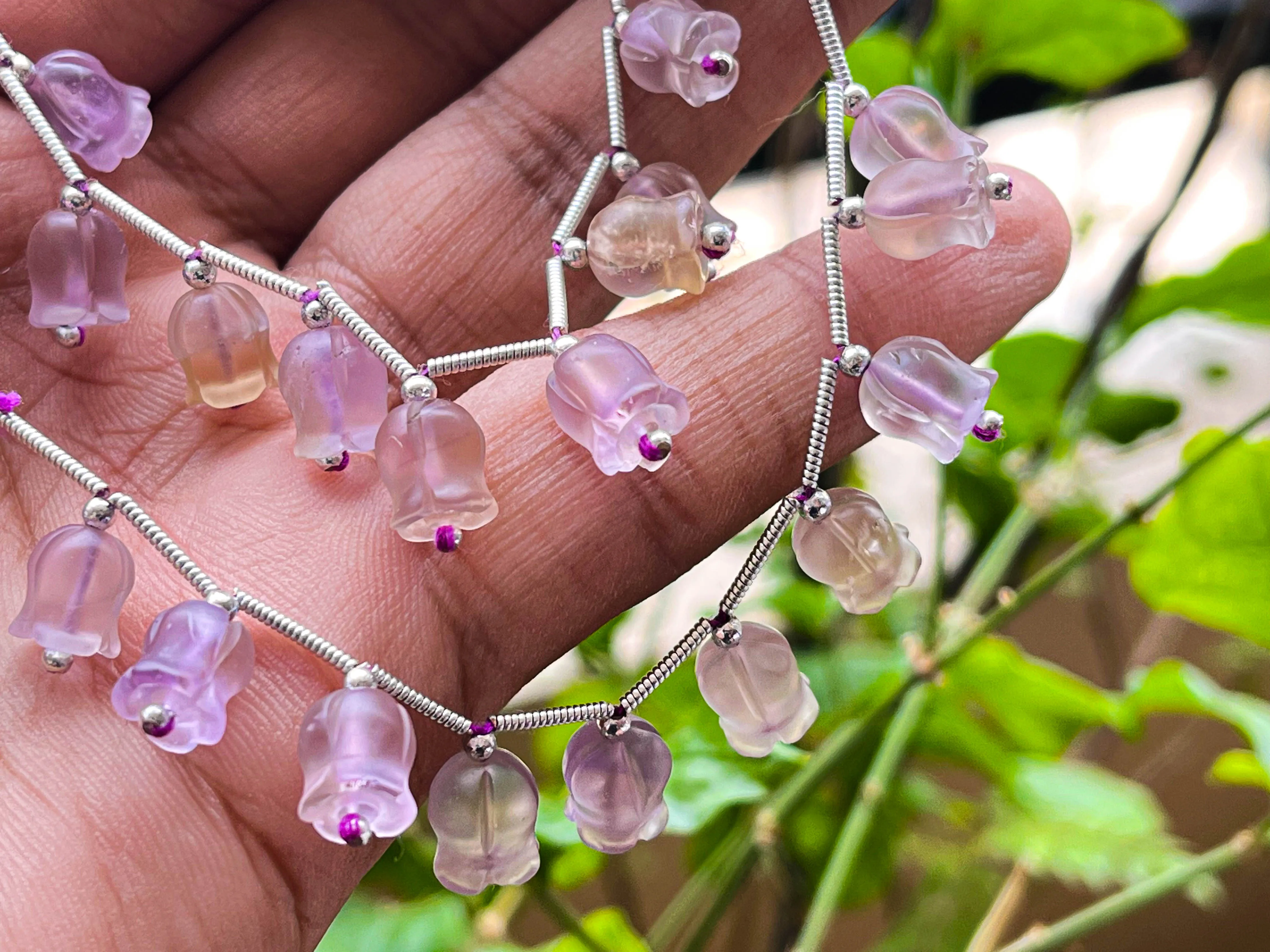 Frost Ametrine flower carving Lily of the valley shape beads