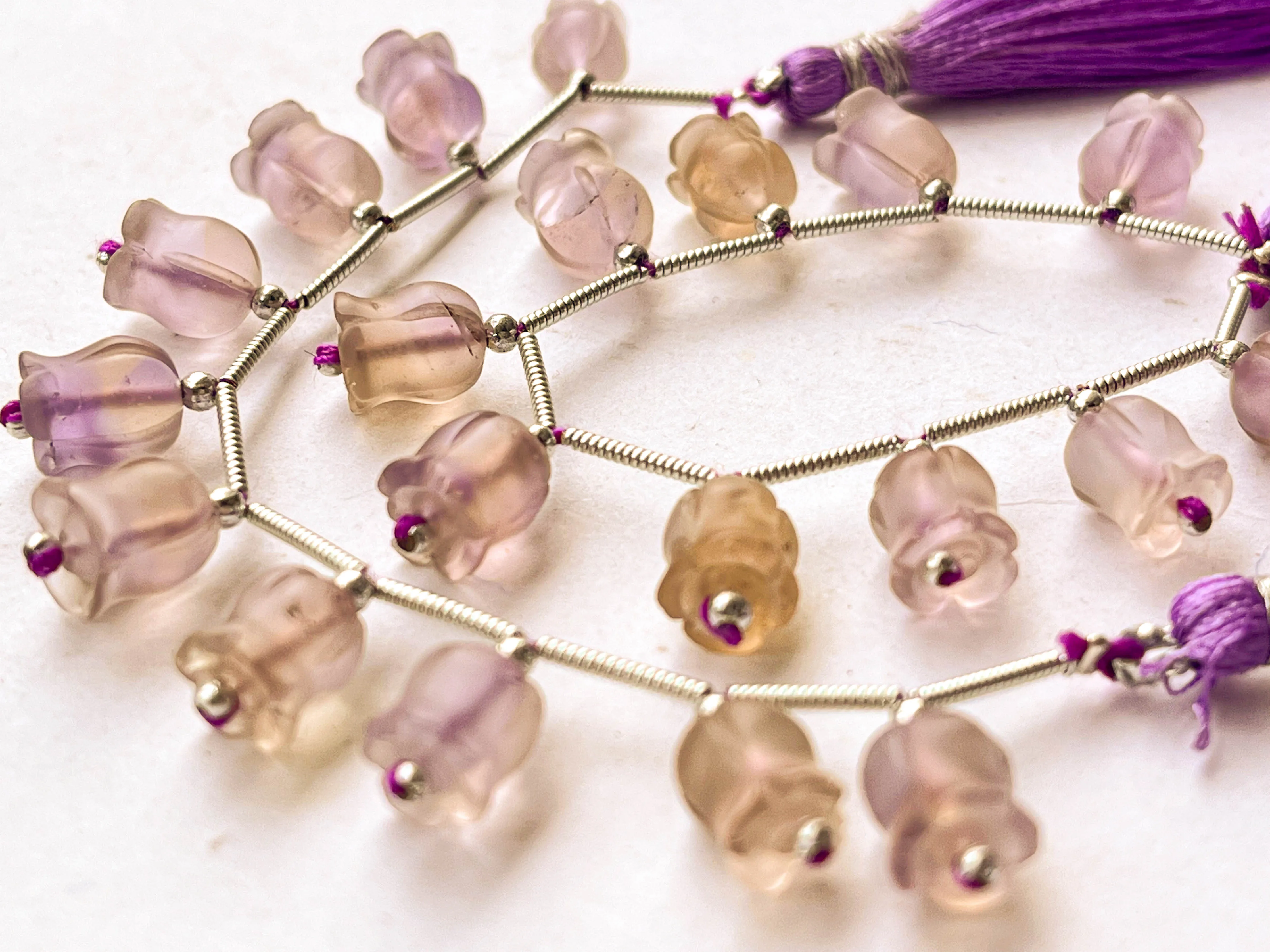 Frost Ametrine flower carving Lily of the valley shape beads