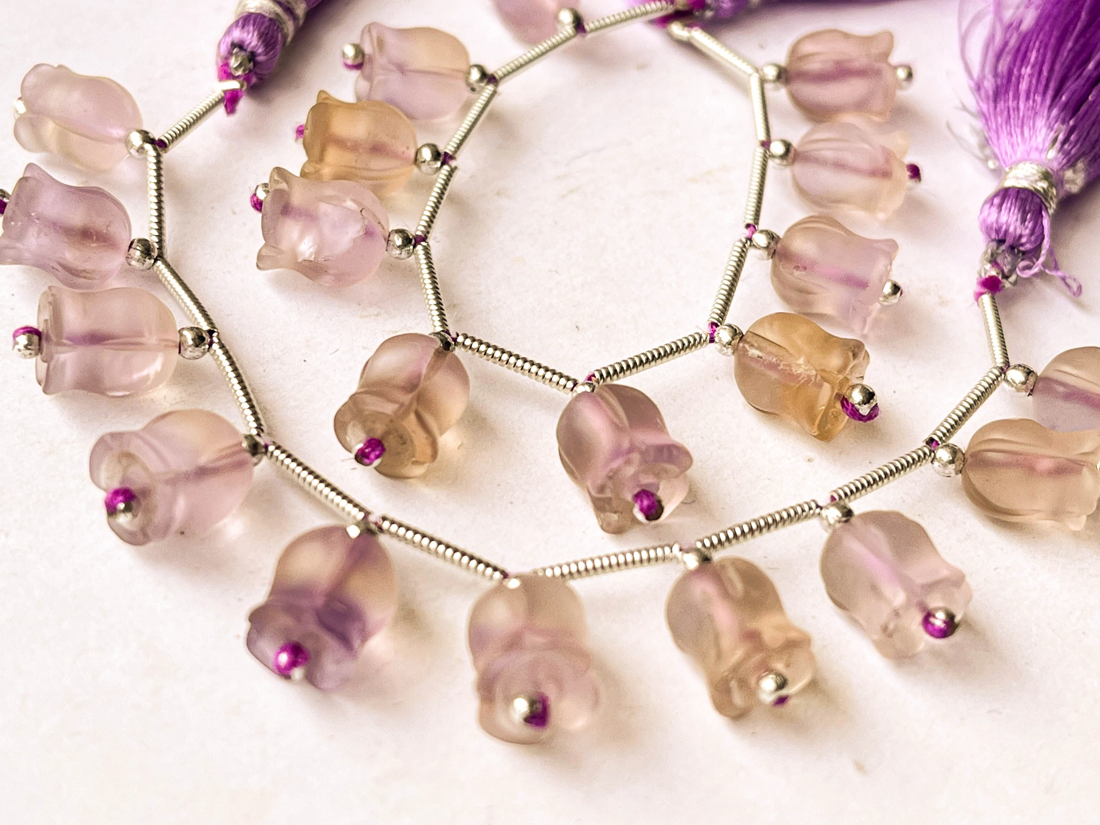 Frost Ametrine flower carving Lily of the valley shape beads