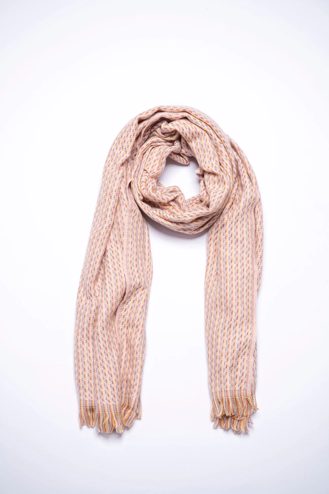 Geometric Pattern Fringe Trim Scarf