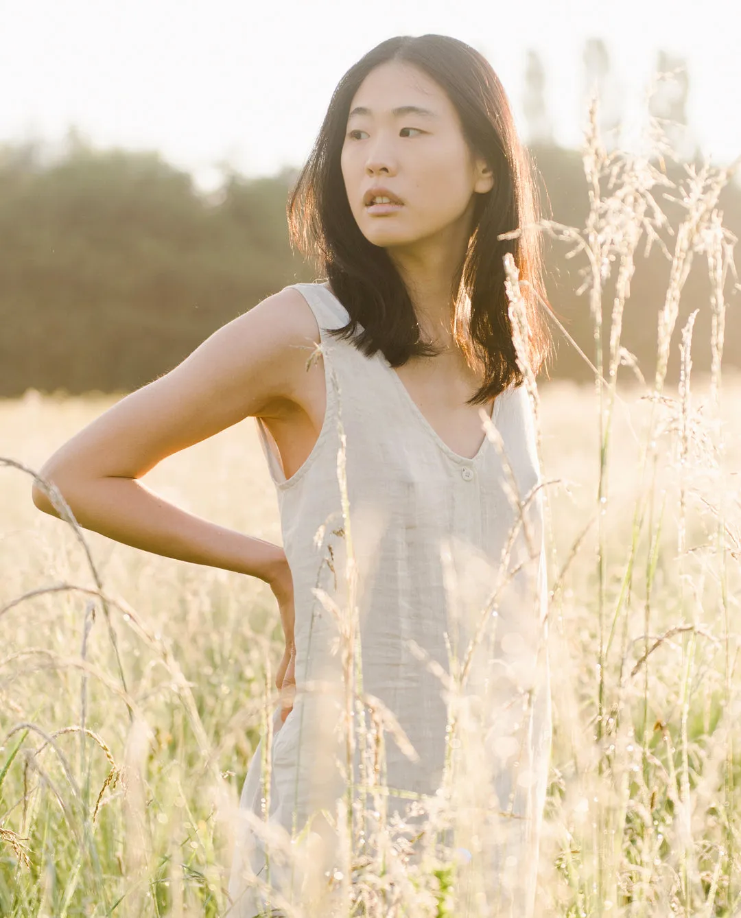 Gianna Linen Jumpsuit In Bone