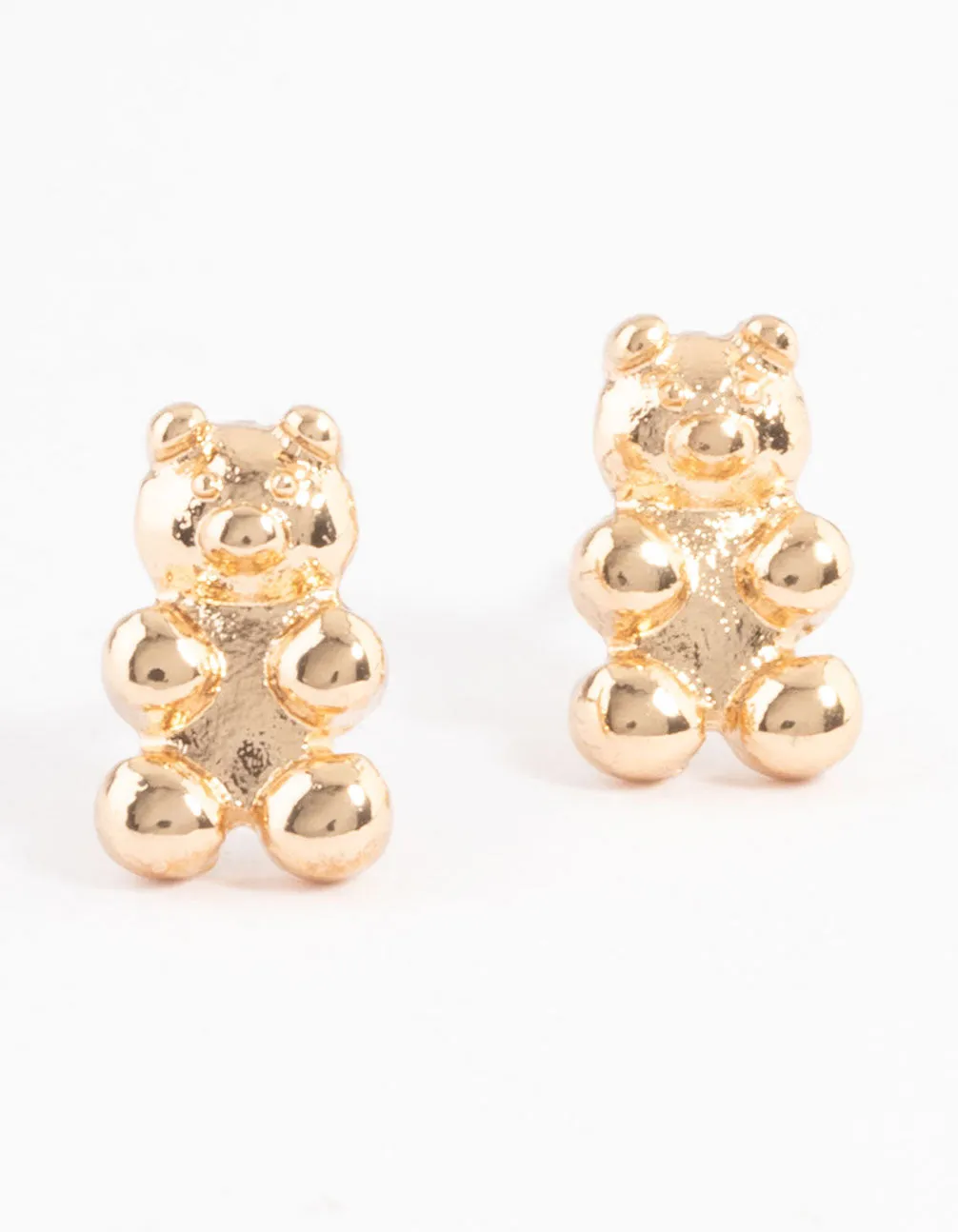 Gold Teddy Bear Stud Earrings