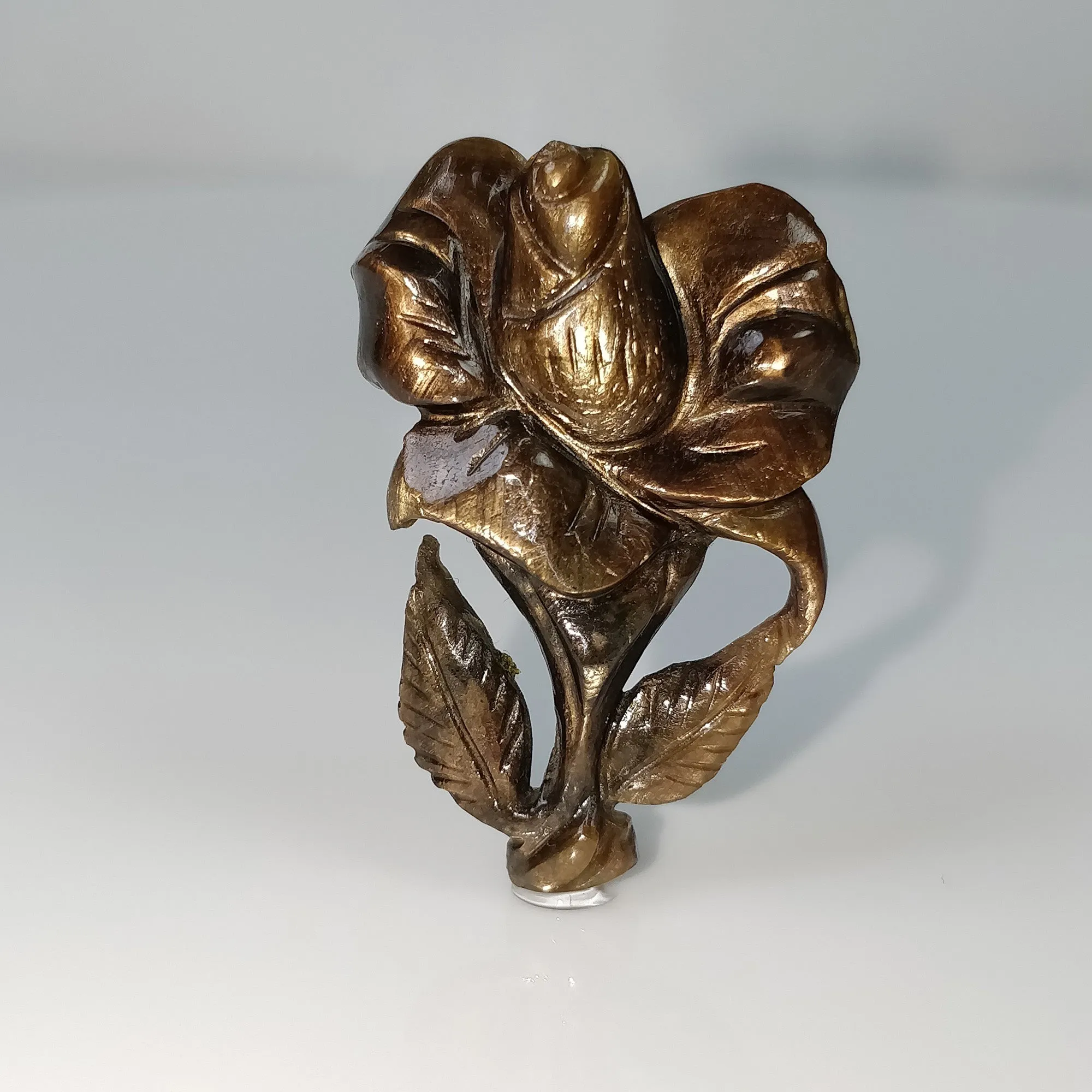 Golden Brown Chocolate SAPPHIRE Gemstone Carving : 46.25cts Natural Untreated Sapphire Hand Carved FLOWER 39*25mm