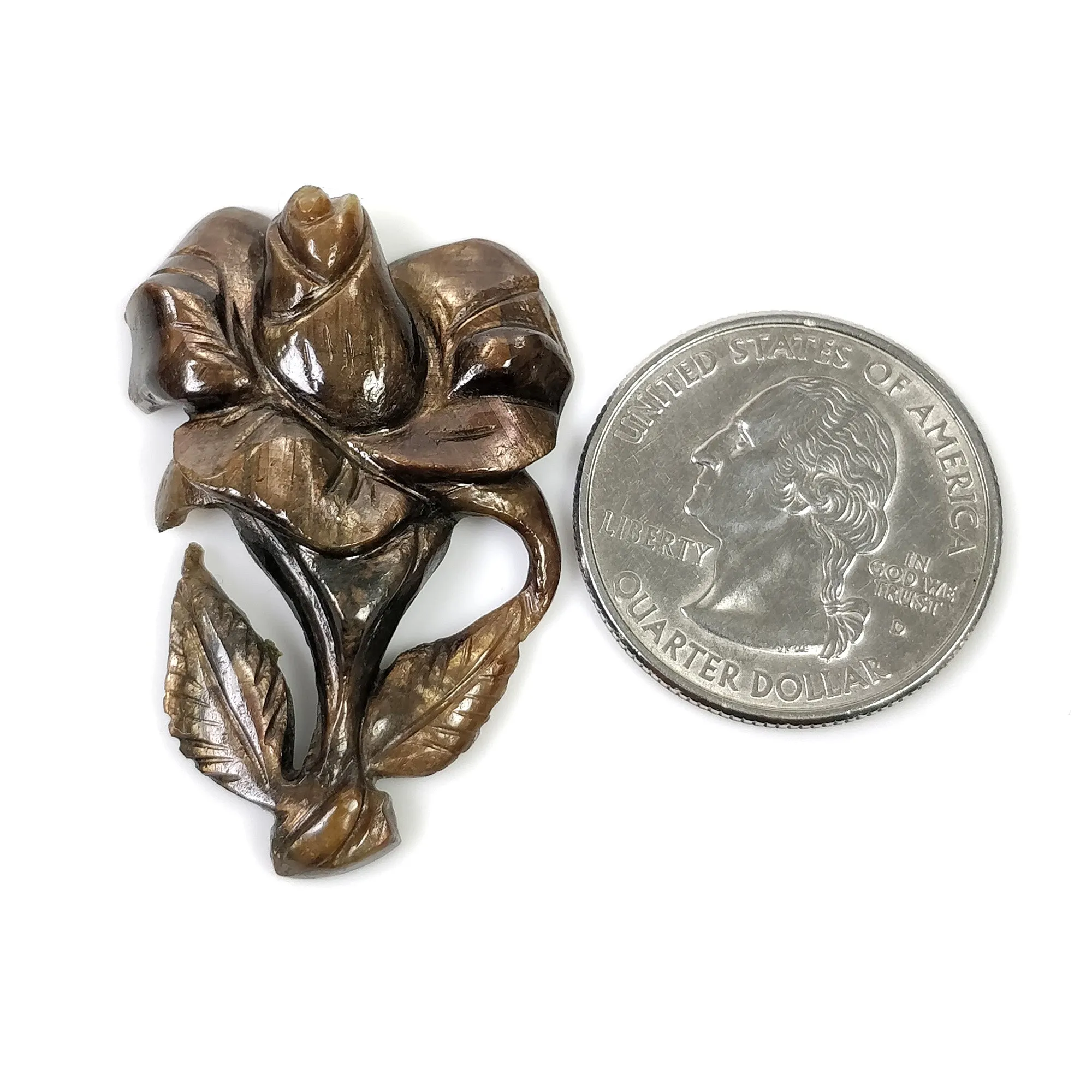 Golden Brown Chocolate SAPPHIRE Gemstone Carving : 46.25cts Natural Untreated Sapphire Hand Carved FLOWER 39*25mm